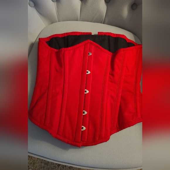 Orchard Corset 26" Red Cotton Romantic Curve Underbust Corset Renaissance Faire - Picture 2 of 4